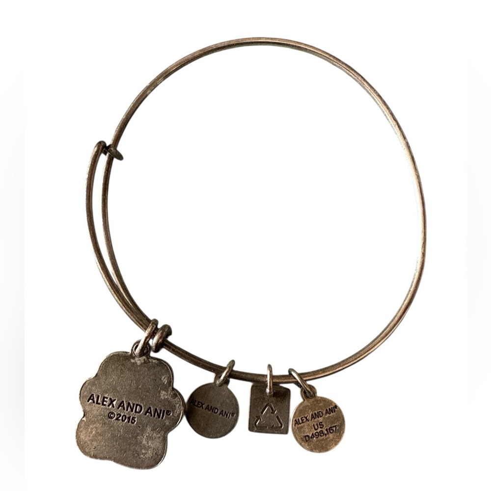 Alex and Ani Silver Dog Paw Print Charm Dangle Bracelet - Good - Picture 4 of 5